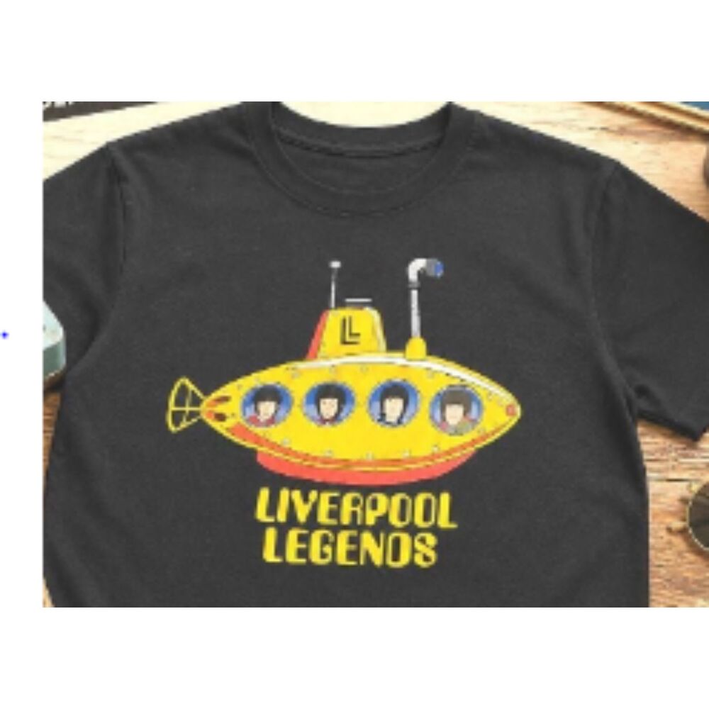 Black “Liverpool Legends” Graphic T-Shirt – Beatles Yellow Submarine Tribute Tee